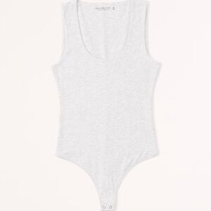 NWT Abercrombie & Fitch Cotton Seamless Fabric Scoopneck Bodysuit light grey XXL